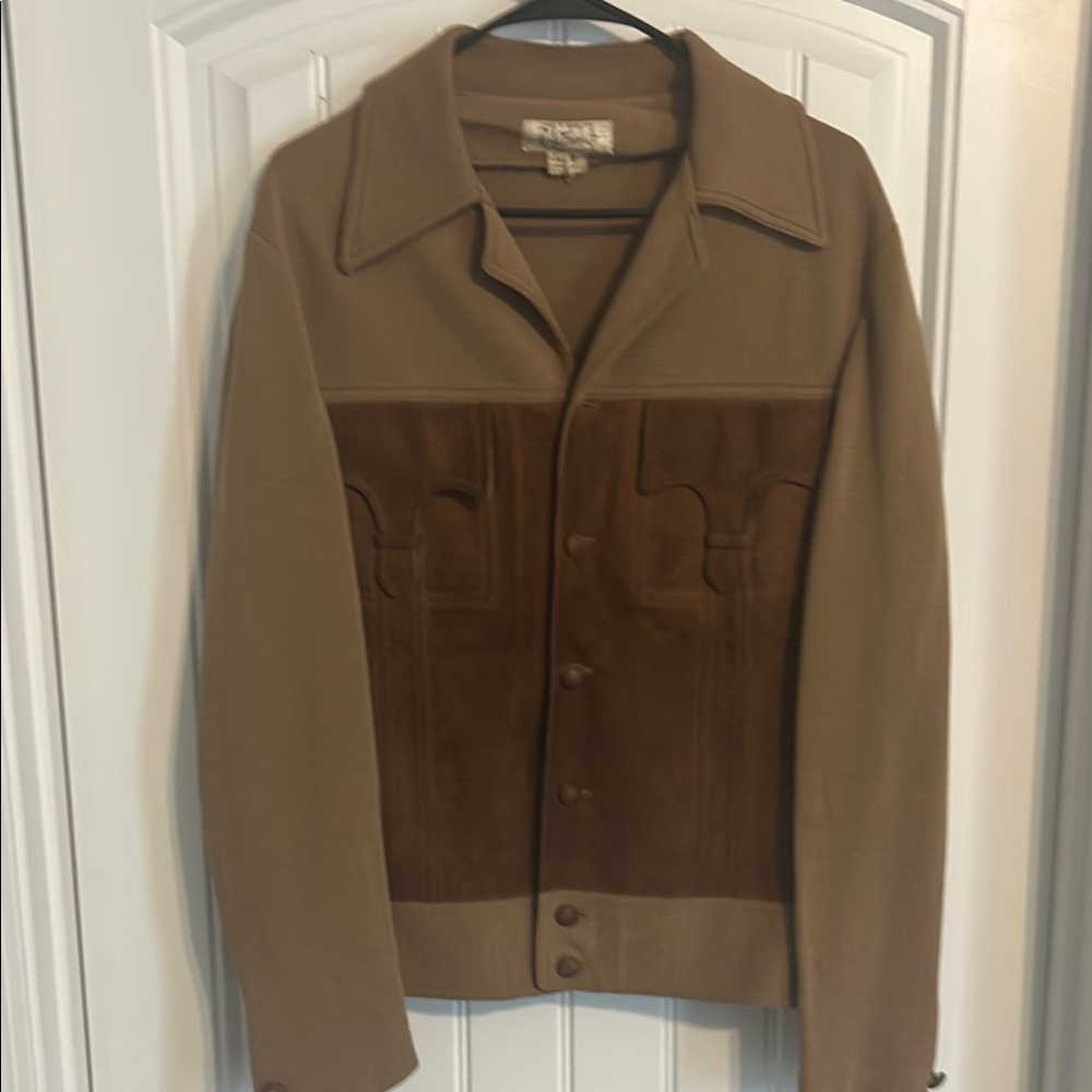 Retro Tan and Brown Lightweight Shirt Jacket
